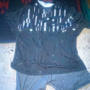 Set for spring summer tank top ripped shirt and yoga shorts